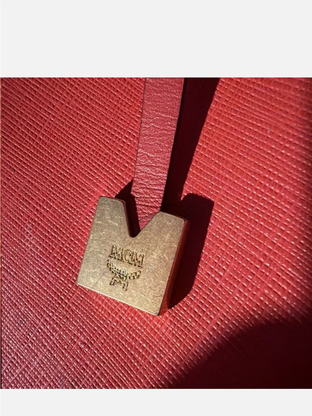 MCM Red Leather Top-Handle Satchel with Gold Hardware